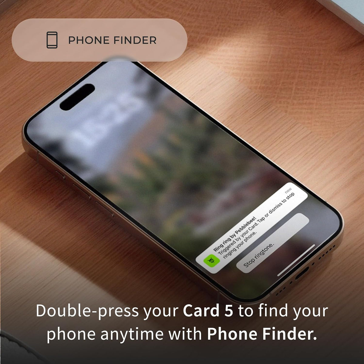 Pebblebee Card 5, Bluetooth Wallet Tracker | Alt to Air Tag, 18-Mo Battery